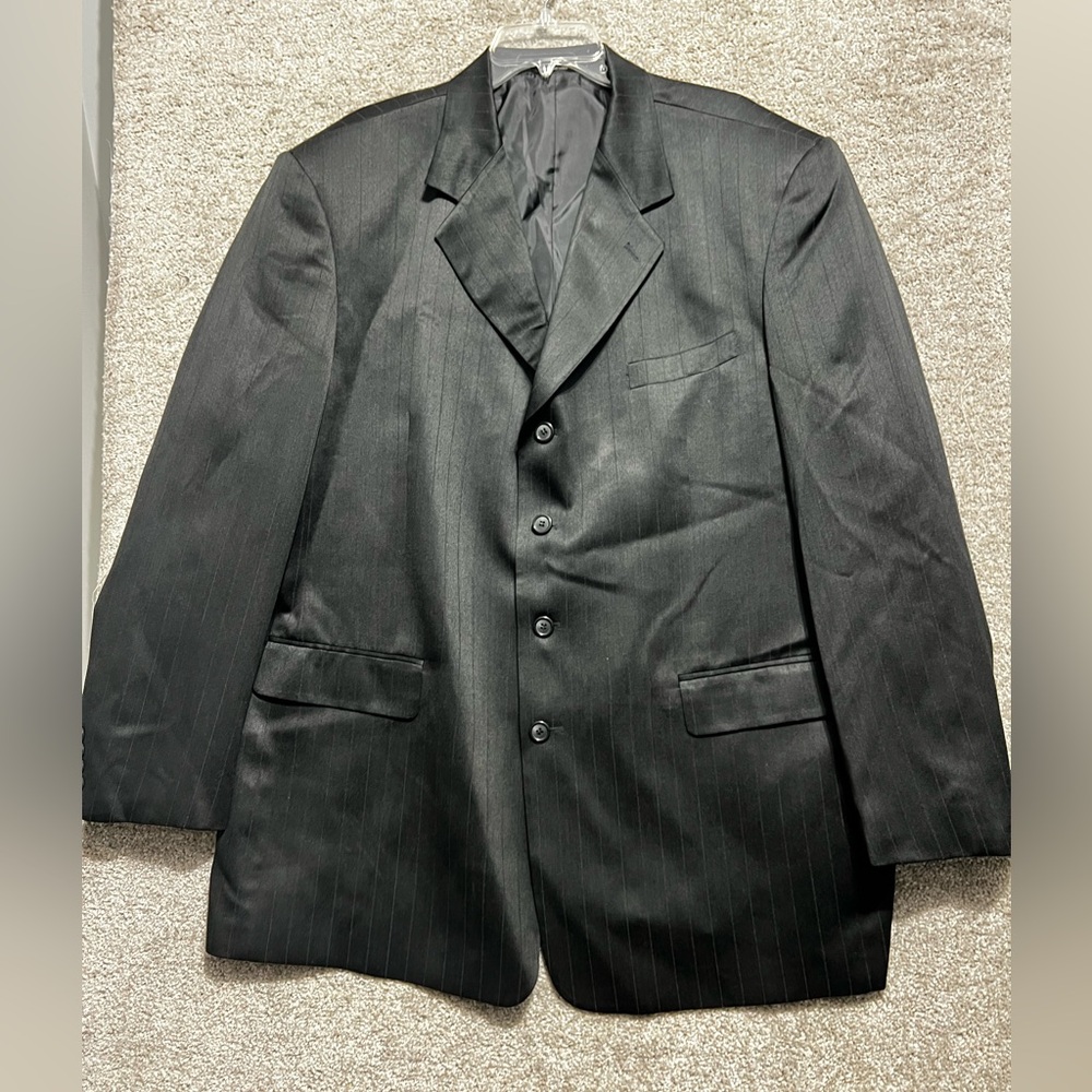 Vanetti Men’s Striped Longline Black Blazer Sportscoat Size 50 R